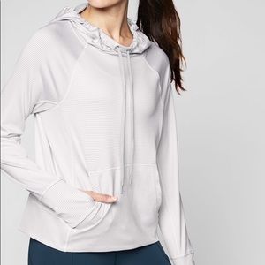 Athleta Heavenly Hail striped hoodie small grey